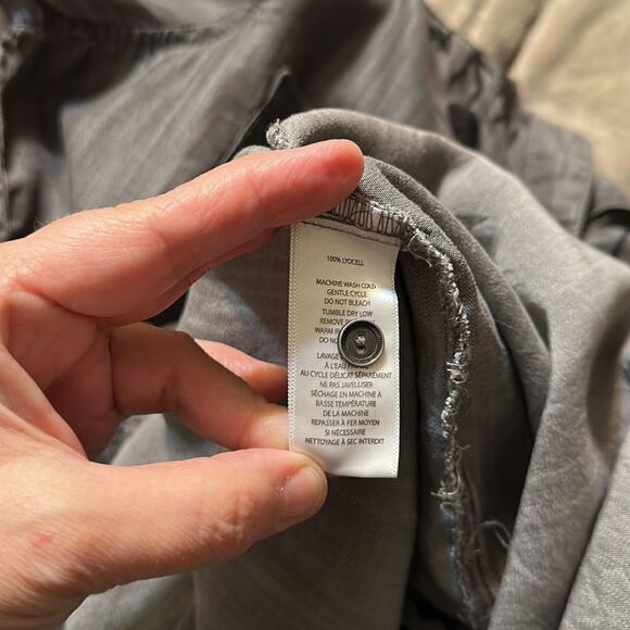 beachlunchlounge L Lyocell Gray Black Embroidered Button Down Casual Shirt - Picture 13 of 14